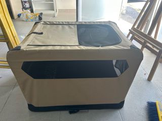 Transportín para perros beige y negro