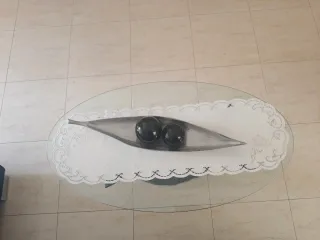 Mesa de centro cristal y resina