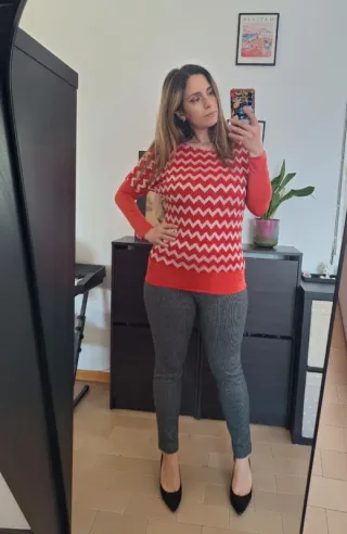 Maglia Me&Me Zig Zag Rossa Bianca S/M