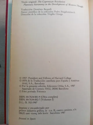 La revolución copernicana. Thomas S. Kuhn.