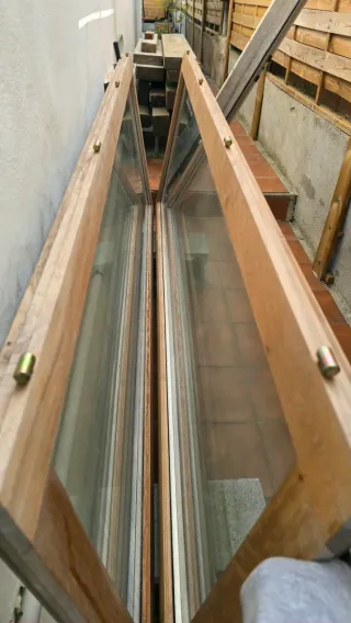 Puerta/ventanal madera doble vidrio 145x190