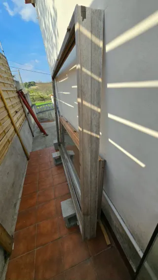 Puerta/ventanal madera doble vidrio 145x190