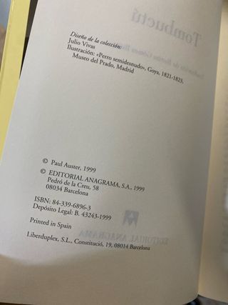 Tombuctú. Paul Auster. (Novela)