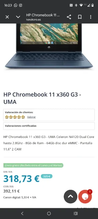 Portátil HP Azul/Gris