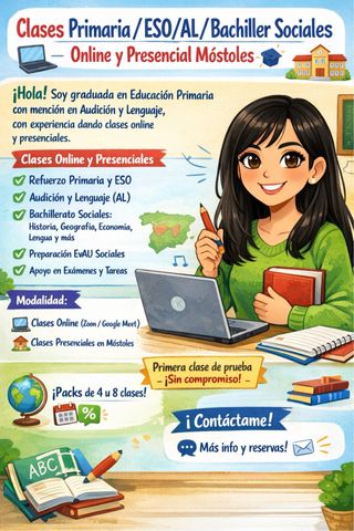 Clases de Primaria, ESO, AL y Bachillerato Social