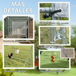Gallinero Metálico Exterior 3x2m con Percha