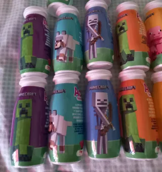 Minecraft, colección completa 14 Botellas Actimel