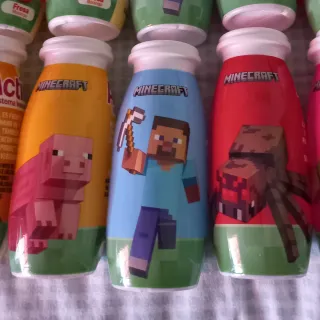 Minecraft, colección completa 14 Botellas Actimel