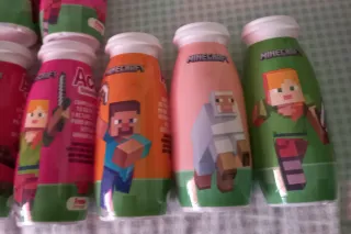 Minecraft, colección completa 14 Botellas Actimel