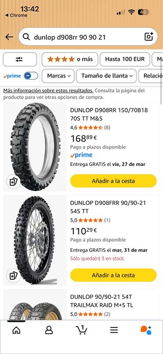 Neumático Dunlop D908RR Rally Raid 140/80-18 70R