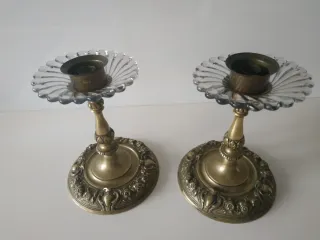 Candelabros Bronce y Cristal