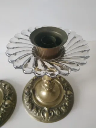 Candelabros Bronce y Cristal