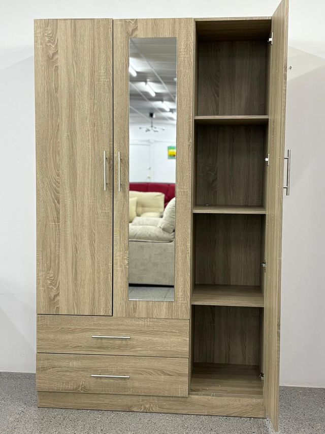 Armario 2 puertas con espejo y cajones