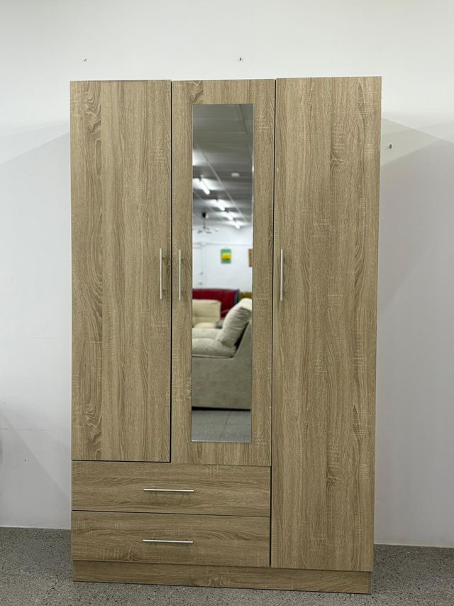 Armario 2 puertas con espejo y cajones