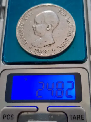 3 Monedas 5 Ptas Plata Alfonso XIII 1888-1890