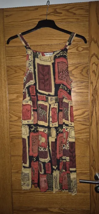 Vestido estampado marrón, Talla L/M.