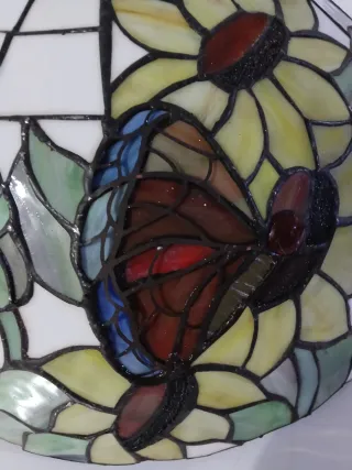 Lampadario stile Tiffany farfalle e fiori