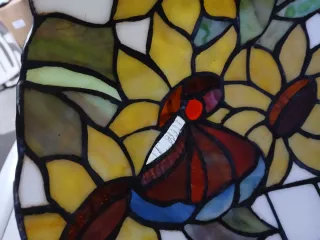 Lampadario stile Tiffany farfalle e fiori