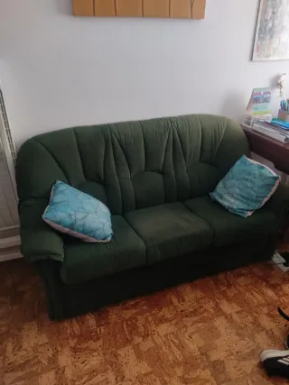 Sofá de pana verde 3 plazas