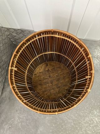 Cesta bambú y tela con tapa