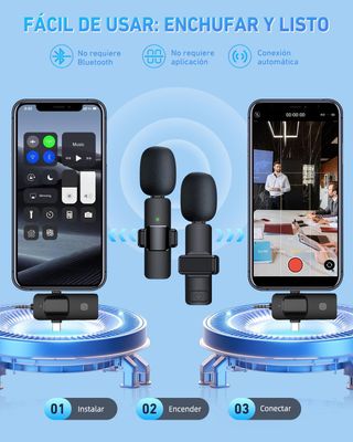 Microfono Inalambrico para iPhone/iOS/Android/PC/L