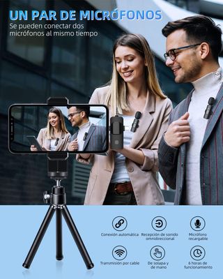 Microfono Inalambrico para iPhone/iOS/Android/PC/L