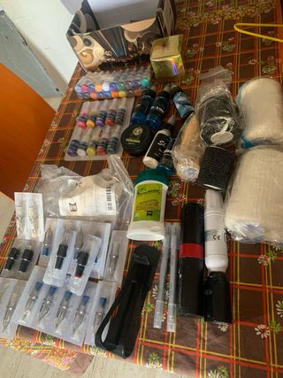 Kit Maquina Tatuar Completo Tintas Agujas