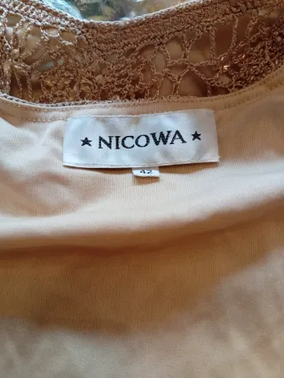 Vestido crochet fiesta crudo/café