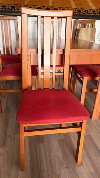 Mesa comedor extensible y 6 sillas madera