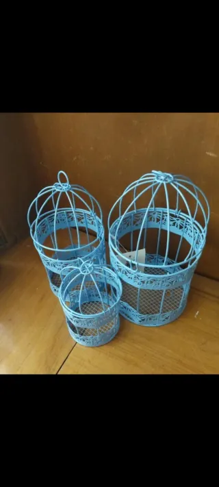 2 Juegos de 3 jaulas Jaulas Decorativas (Redonda