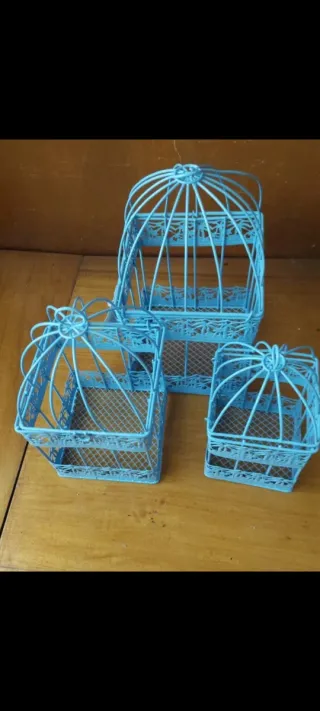 2 Juegos de 3 jaulas Jaulas Decorativas (Redonda