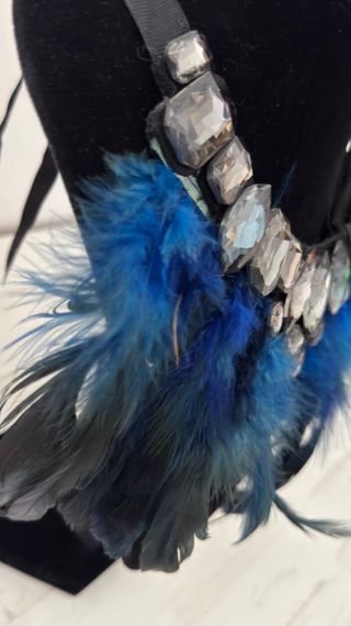 Collar de plumas y pedrería