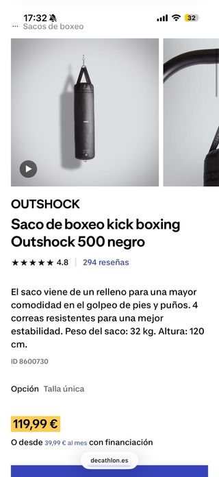 Saco Boxeo Decathlon + Soporte Pared