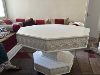 Mesa de centro hexagonal blanca