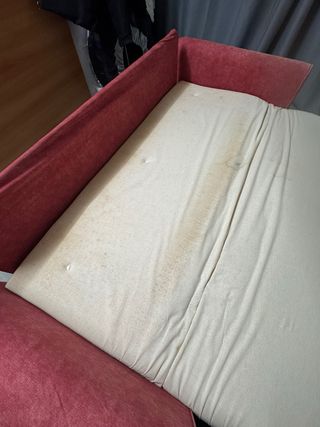 2 Divani Letto Tessuto Rosso e Grigio