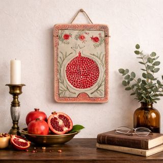 Placa cerámica judía con granada Rosh Hashaná