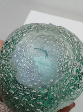 Vaso vintage vetro sommerso verde