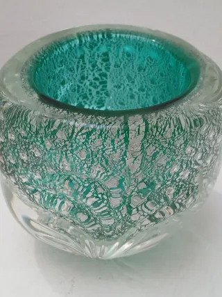 Vaso vintage vetro sommerso verde