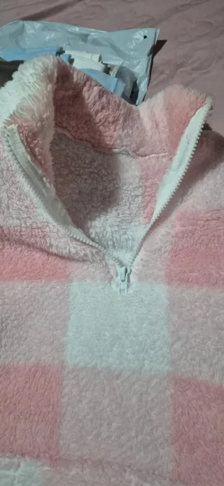 Sudadera polar cuadros rosa y blanco Talla L