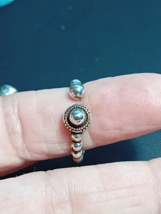 Anillo Plata Ley Ajustable Diseño Bolitas