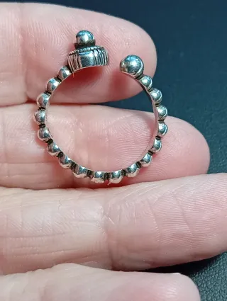 Anillo Plata Ley Ajustable Diseño Bolitas