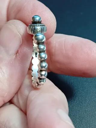 Anillo Plata Ley Ajustable Diseño Bolitas