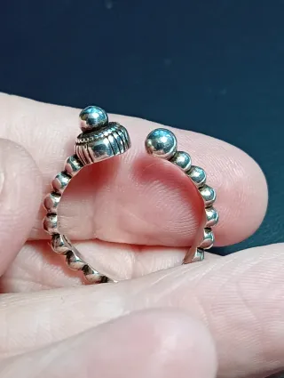 Anillo Plata Ley Ajustable Diseño Bolitas