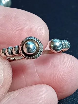 Anillo Plata Ley Ajustable Diseño Bolitas