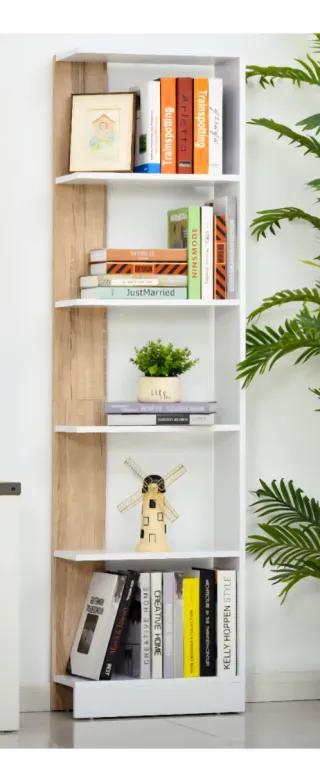 Estantería blanca y madera