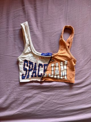Pull&Bear Top Space Jam Naranja y Blanco