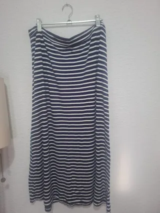 Falda midi rayas azul y blanco