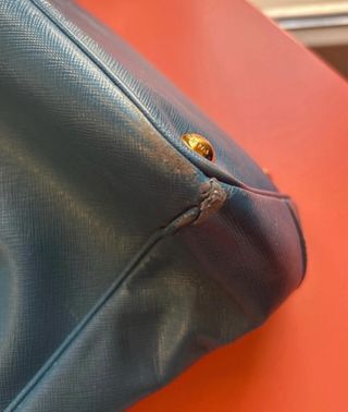 Borsa Prada Galleria a Doppia Cerniera in Pelle Saffiano Blu