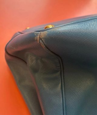 Borsa Prada Galleria a Doppia Cerniera in Pelle Saffiano Blu