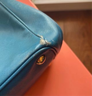 Borsa Prada Galleria a Doppia Cerniera in Pelle Saffiano Blu